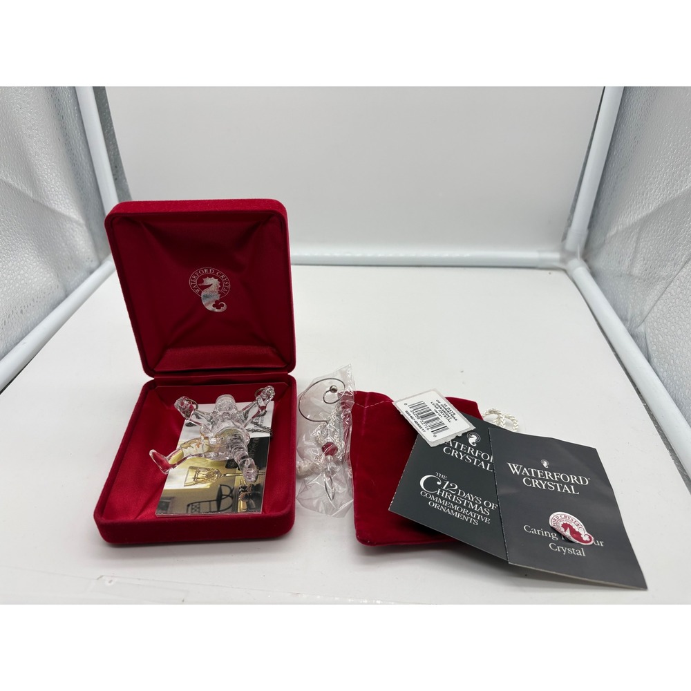 Waterford Crystal 12 Days of Christmas Ten Lords A Leaping Ornament Box Tags